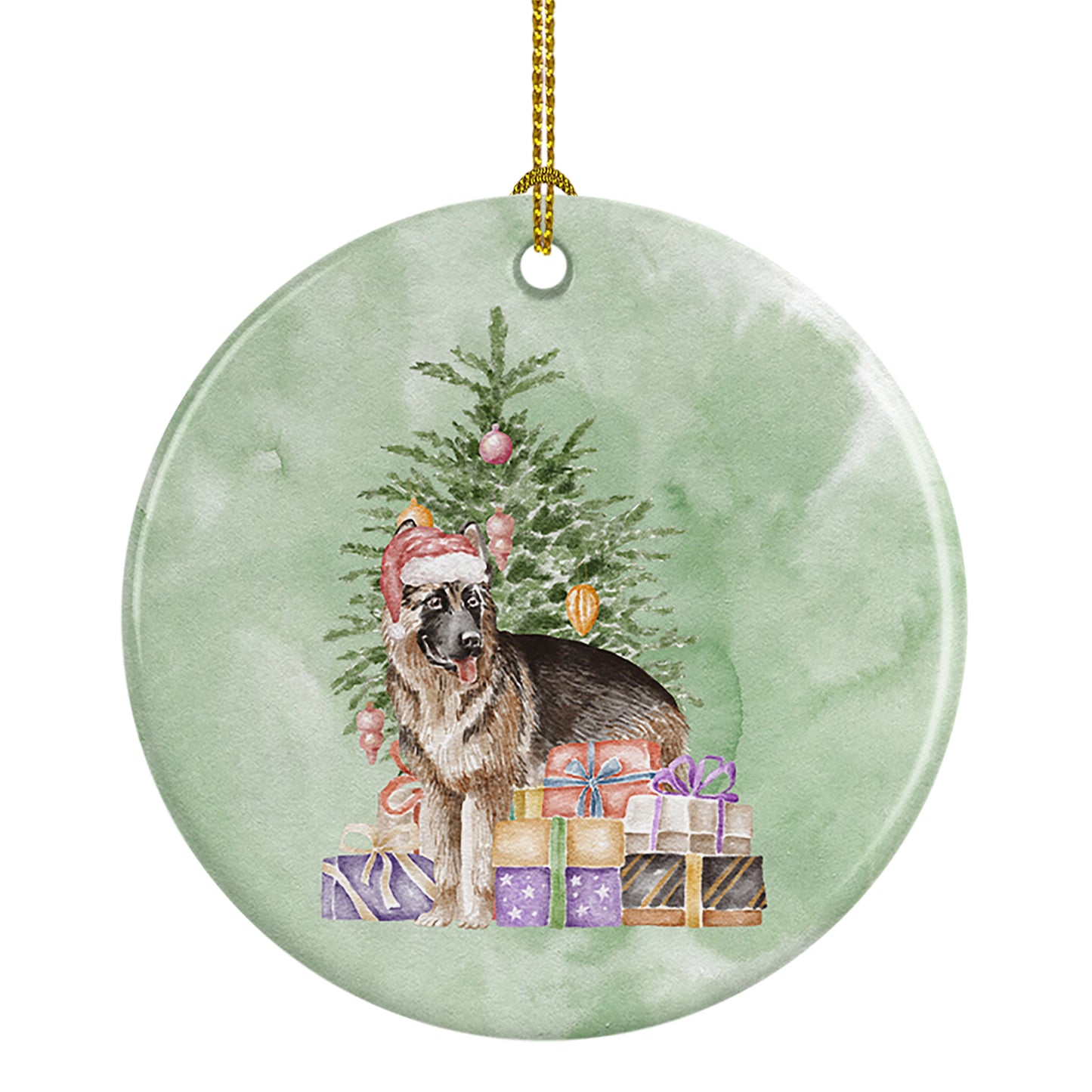 Buy this German Shepherd Christmas Presents and Tree Ceramic Ornament