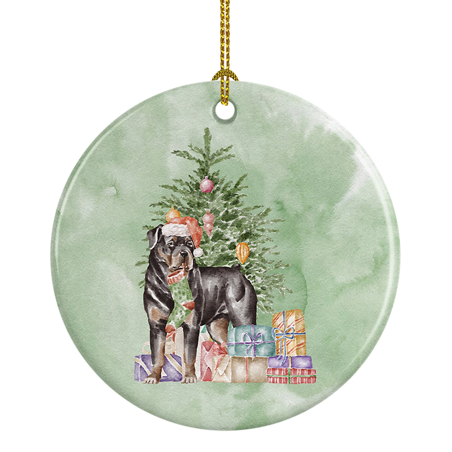 Buy this Rottweiler Christmas Presents and Tree Ceramic Ornament