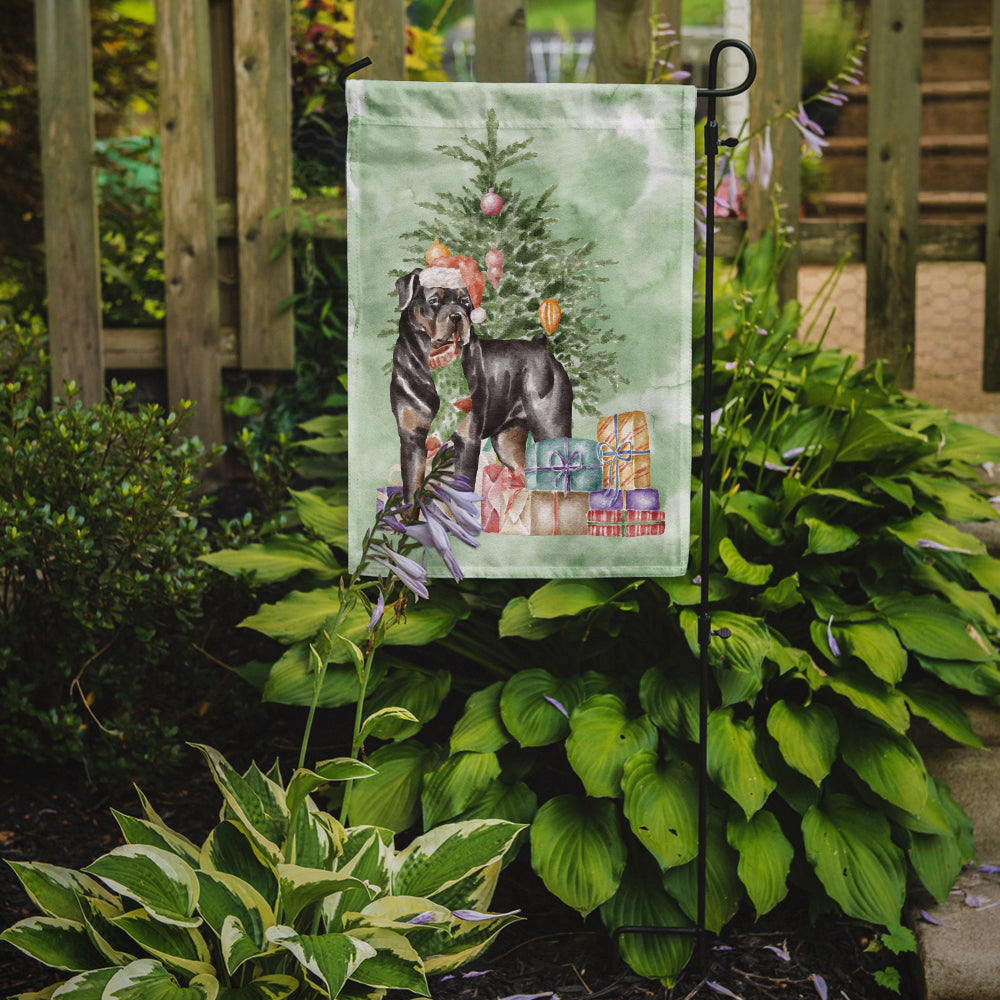 Rottweiler Christmas Presents and Tree Garden Flag