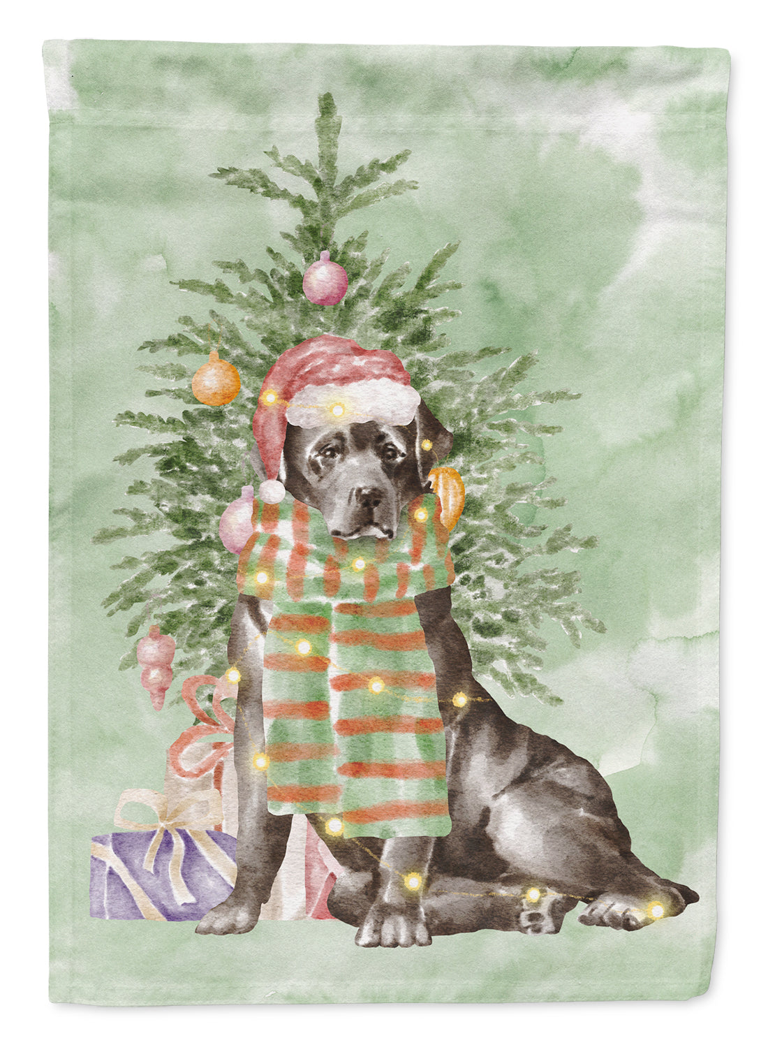 Buy this Labrador Retriever Black Christmas Presents and Tree Garden Flag