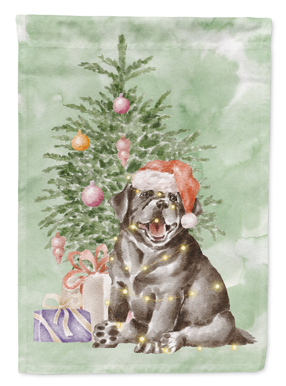 Buy this Labrador Retriever Black Puppy Christmas Presents and Tree Garden Flag