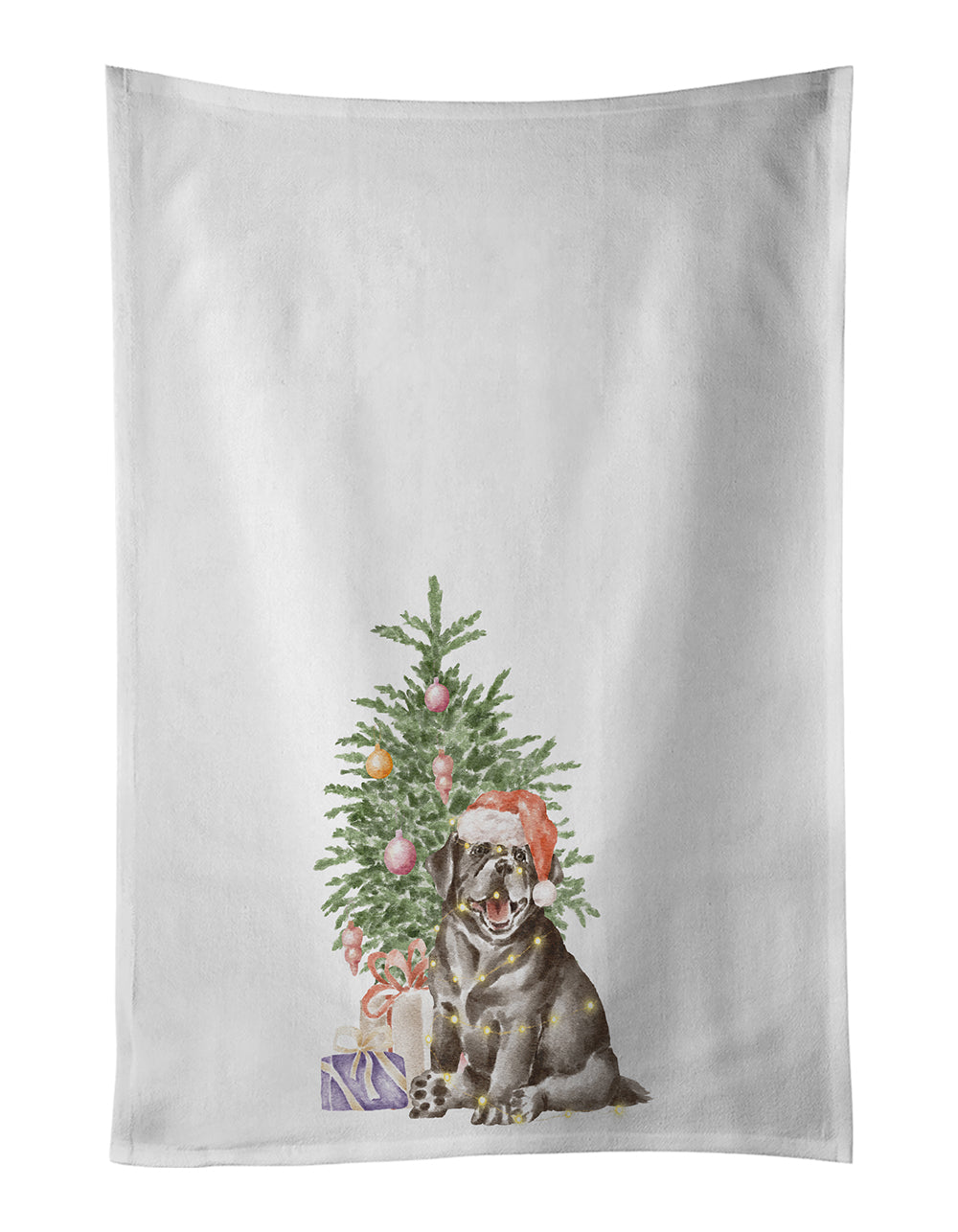 Buy this Labrador Retriever Black Puppy Christmas Presents and Tree Kitchen Towel Set of 2