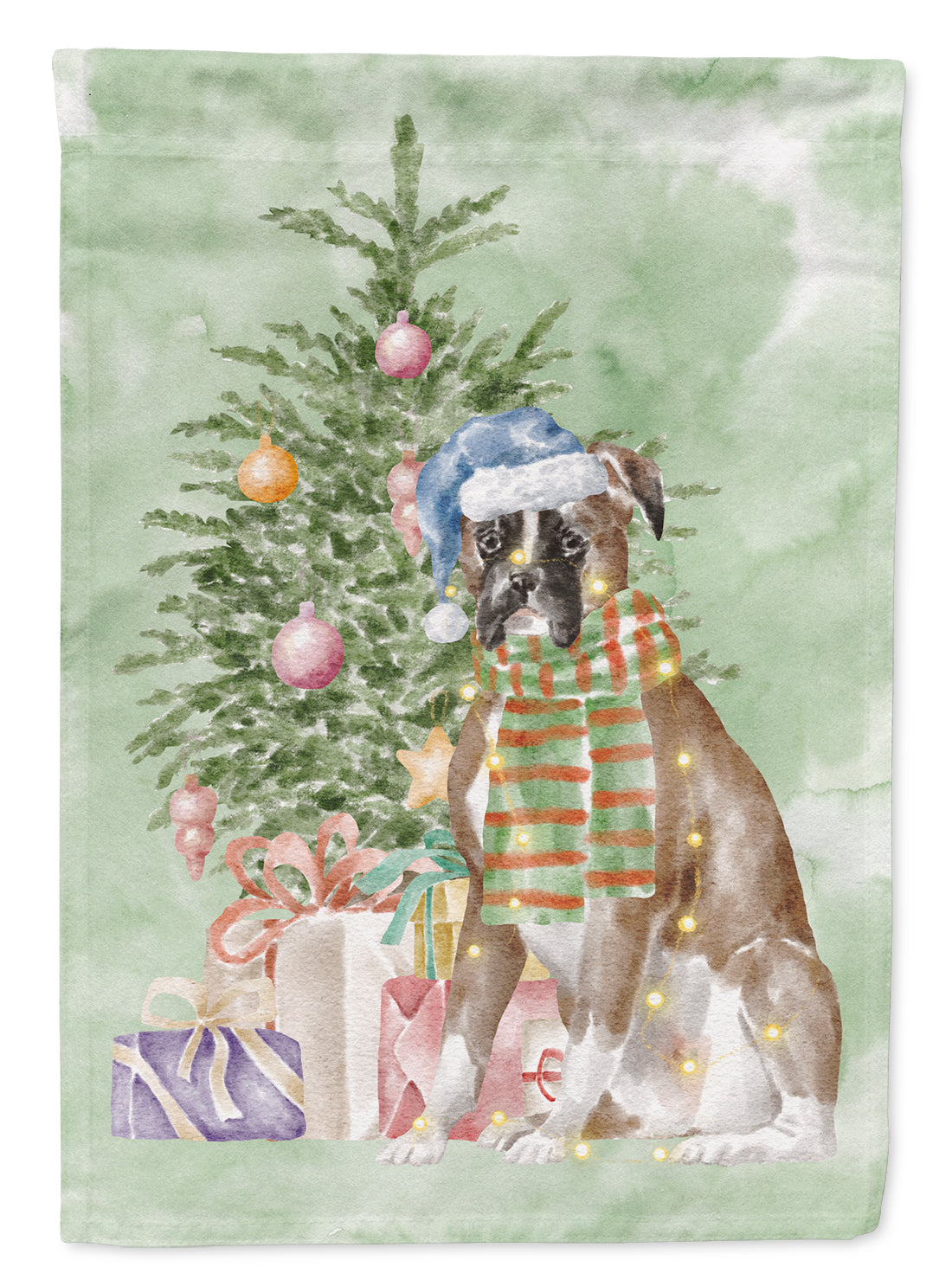 Buy this Boxer Christmas Presents and Tree Garden Flag