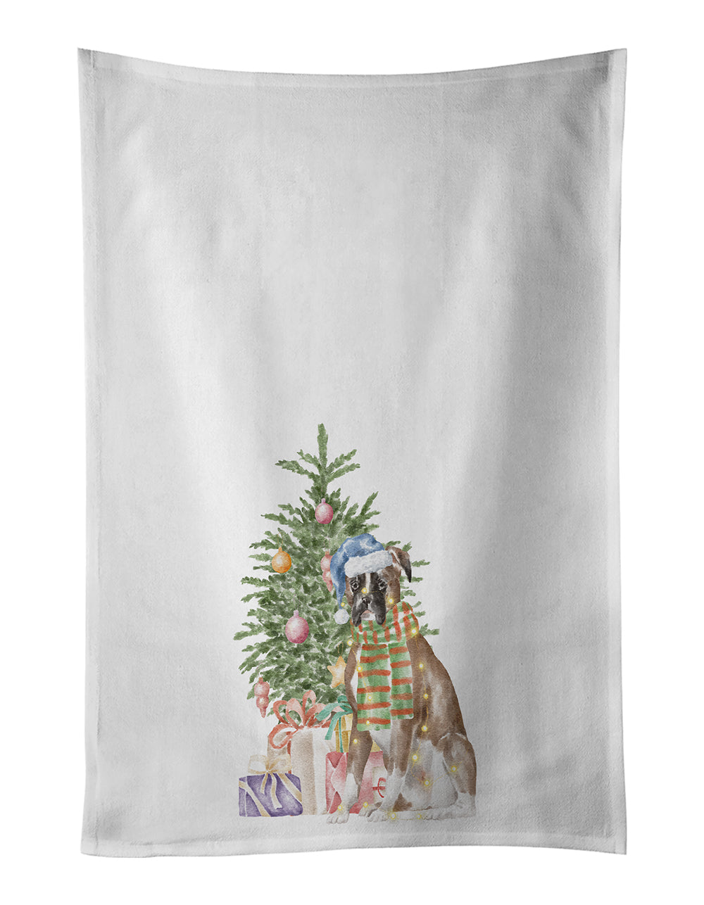 Buy this Boxer Christmas Presents and Tree Kitchen Towel Set of 2