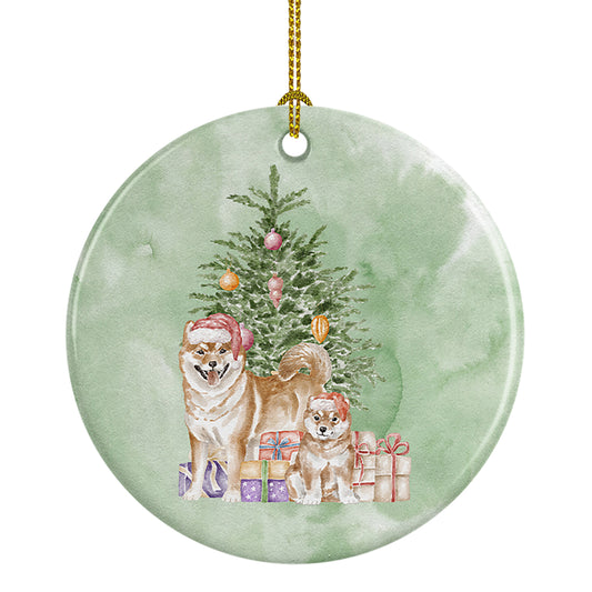 Buy this Shiba Inu Momma and Baby Christmas Presents and Tree Ceramic Ornament