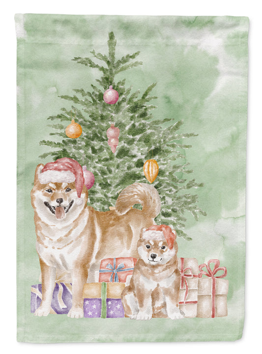 Buy this Shiba Inu Momma and Baby Christmas Presents and Tree Garden Flag