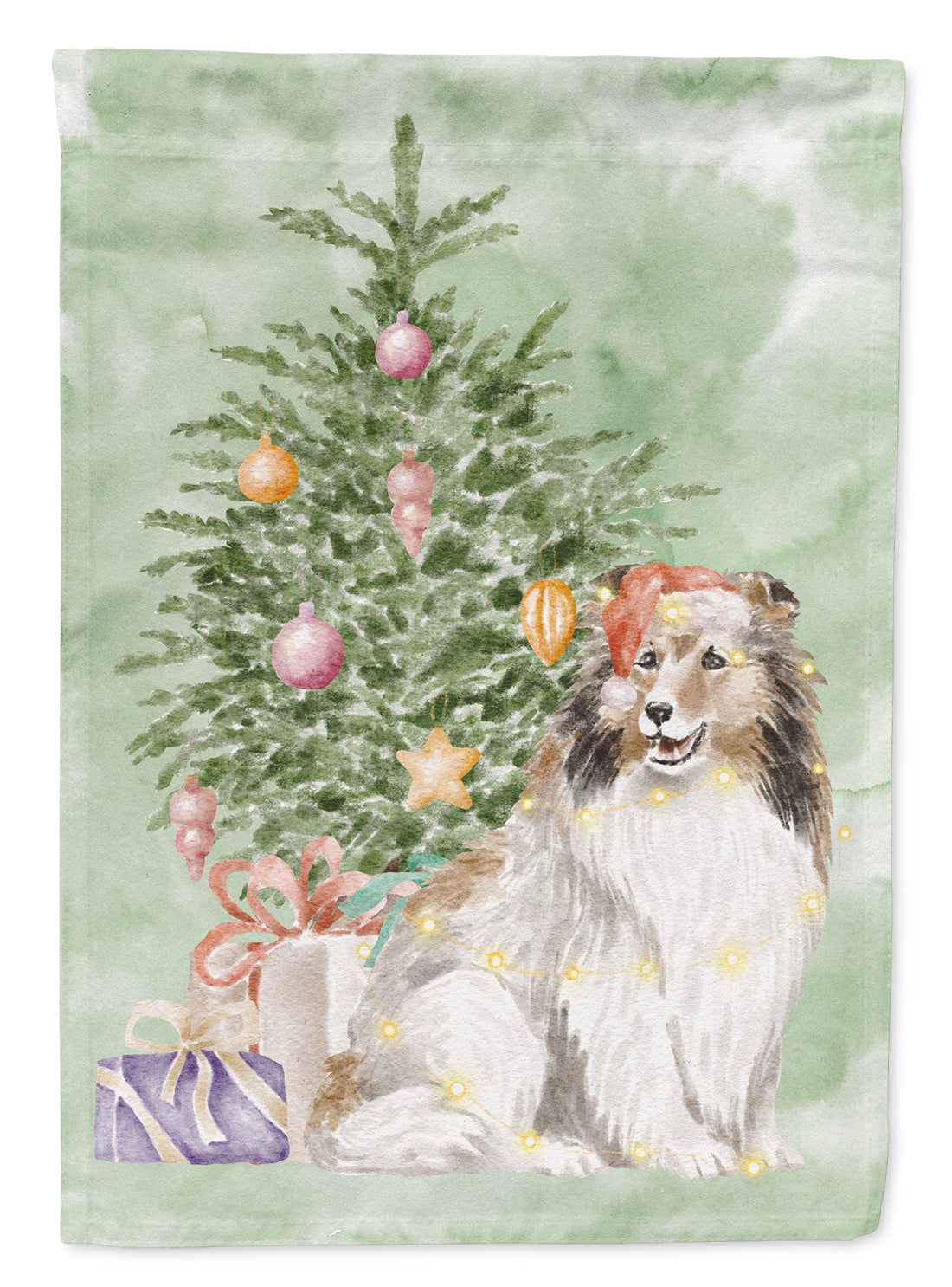 Buy this Sheltie Christmas Presents and Tree Garden Flag