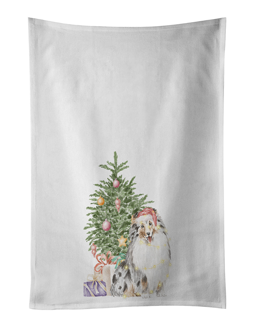 Buy this Sheltie Merle Christmas Presents and Tree Kitchen Towel Set of 2