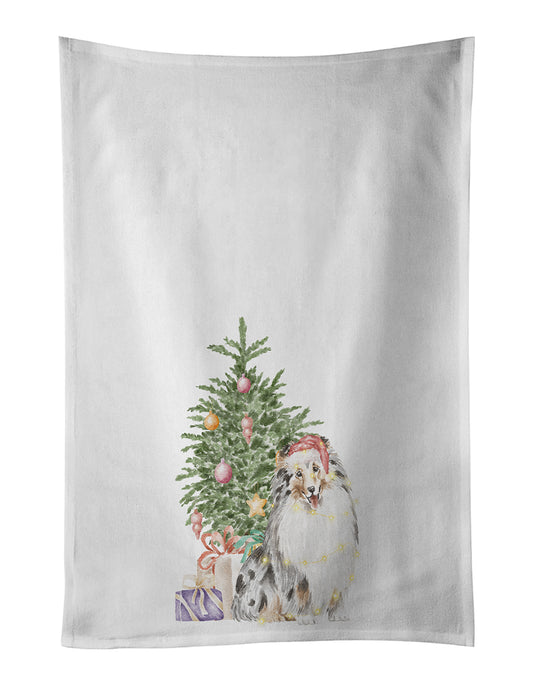 Buy this Sheltie Merle Christmas Presents and Tree Kitchen Towel Set of 2