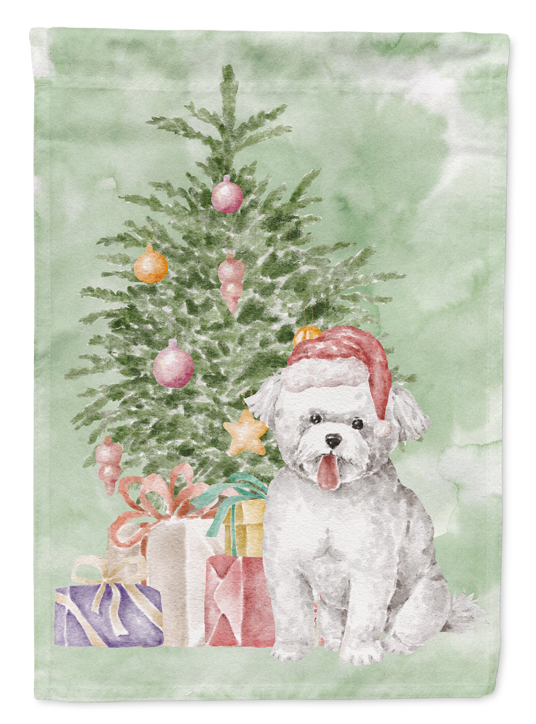 Buy this Bichon Frise Puppy Christmas Presents and Tree Garden Flag