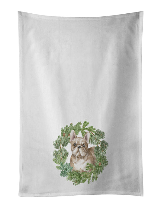 Buy this French Bulldog Fawn Christmas Wreath Kitchen Towel Set of 2