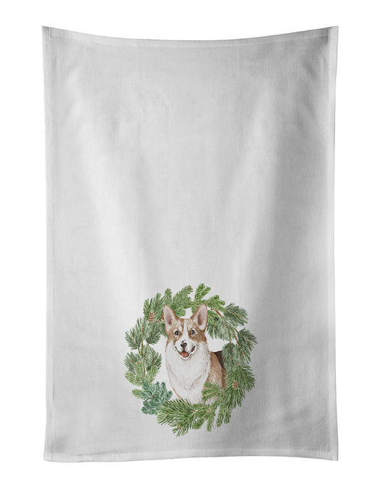 Buy this Corgi Tricolor Smiling Christmas Wreath Kitchen Towel Set of 2