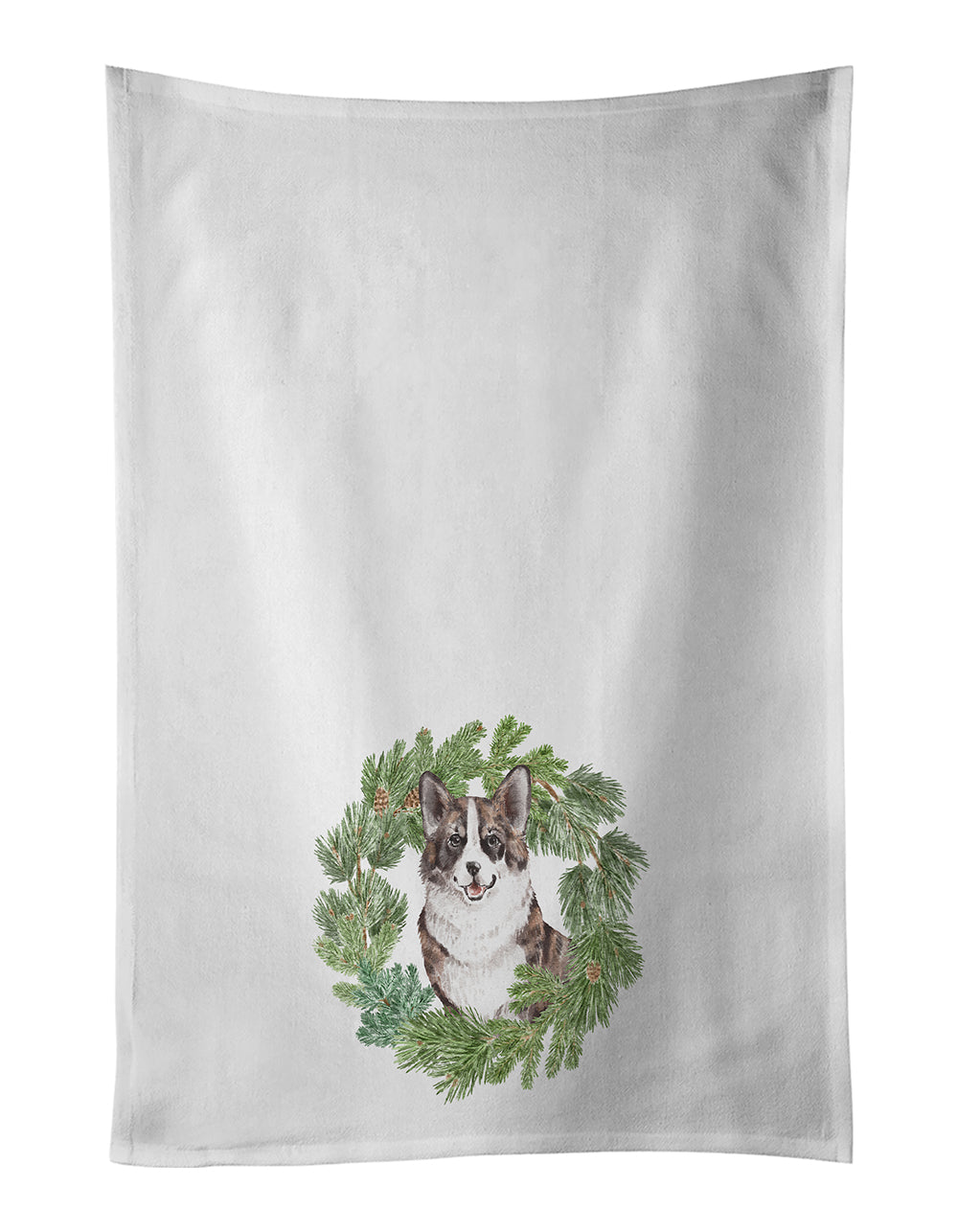 Buy this Corgi Brindle Christmas Wreath Kitchen Towel Set of 2