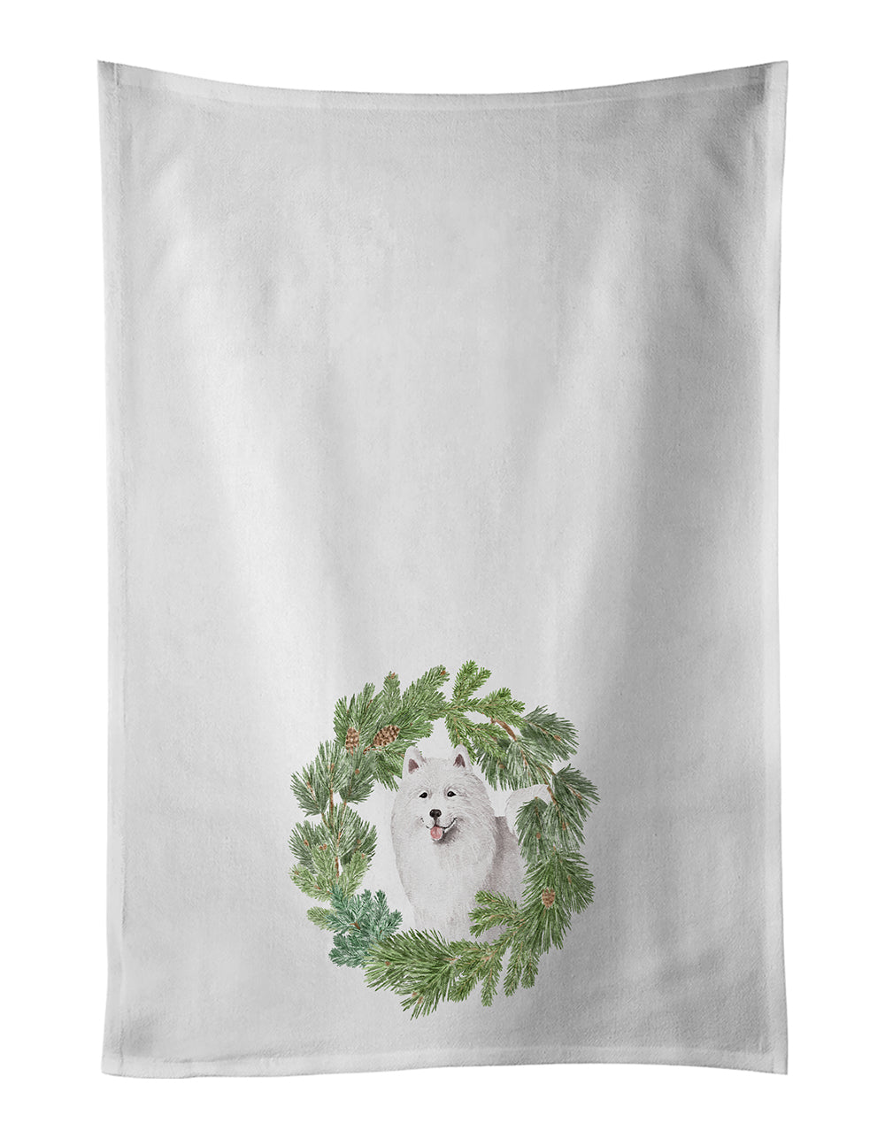 Buy this Samoyed Smiling Christmas Wreath Kitchen Towel Set of 2