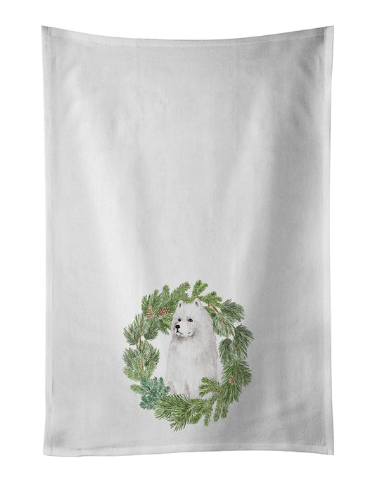 Buy this Samoyed Sitting Christmas Wreath Kitchen Towel Set of 2