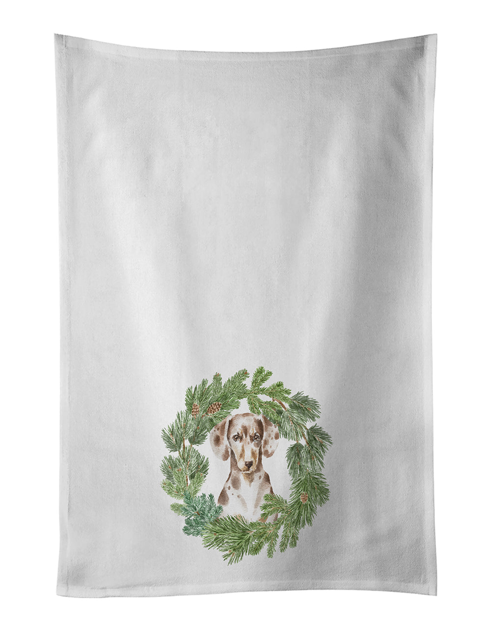 Buy this Dachshund Dappled Christmas Wreath Kitchen Towel Set of 2