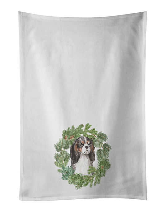 Buy this Cavalier Spaniel Tricolor Christmas Wreath Kitchen Towel Set of 2