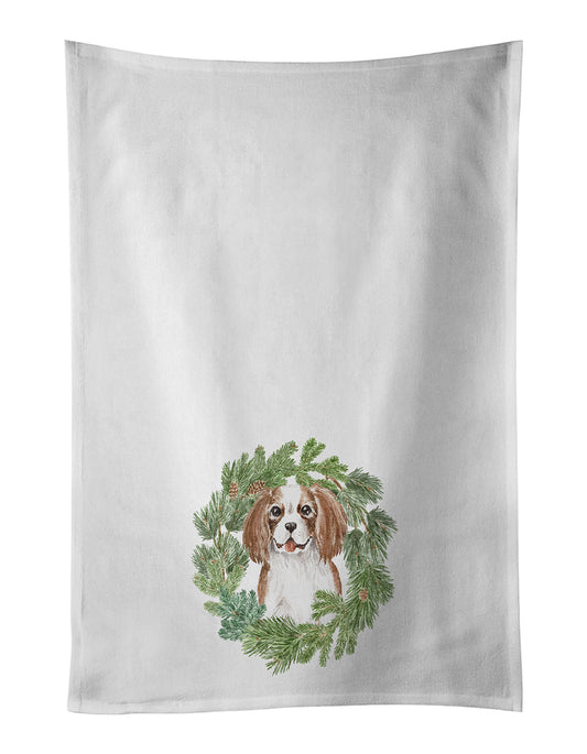 Buy this Cavalier Spaniel Blenheim Puppy Smiling Christmas Wreath Kitchen Towel Set of 2