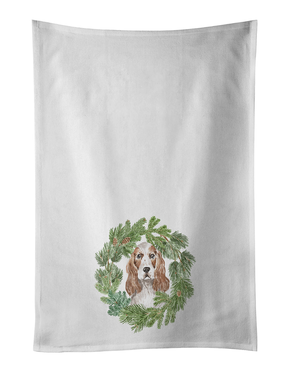 Buy this Cocker Spaniel Red and White Christmas Wreath Kitchen Towel Set of 2