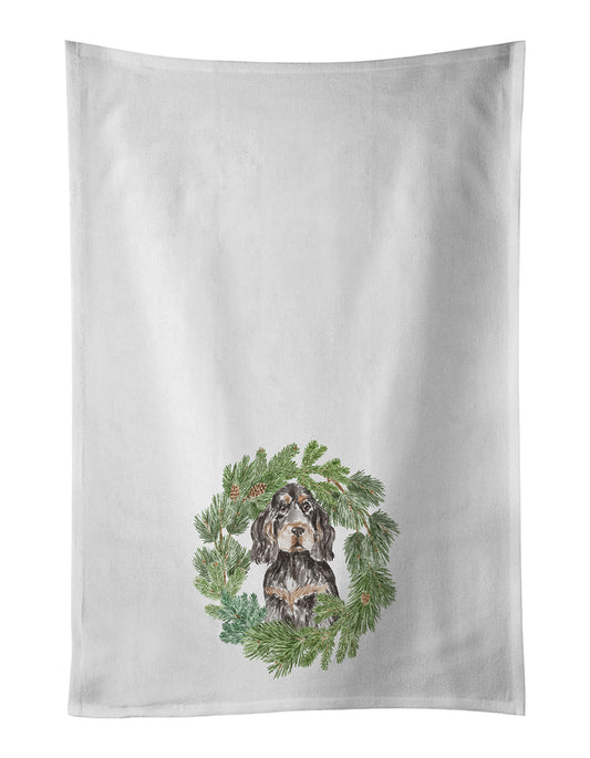 Buy this Cocker Spaniel Black Tan Christmas Wreath Kitchen Towel Set of 2