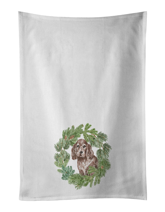 Buy this Cocker Spaniel Puppy Liver Christmas Wreath Kitchen Towel Set of 2