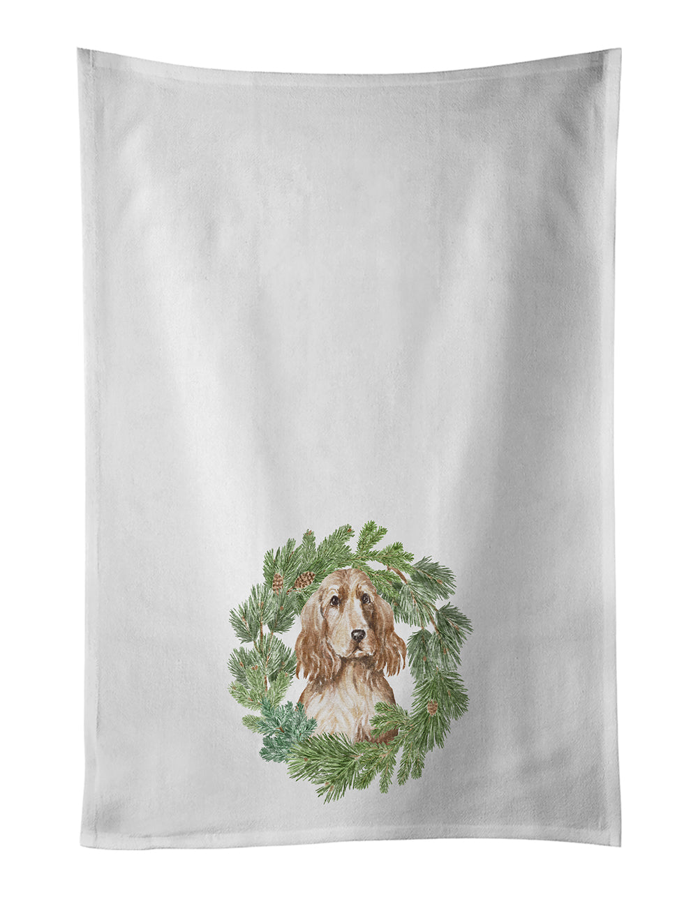 Buy this Cocker Spaniel Golden Christmas Wreath Kitchen Towel Set of 2