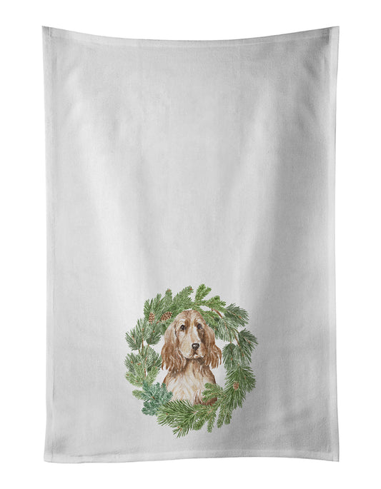 Buy this Cocker Spaniel Golden Christmas Wreath Kitchen Towel Set of 2