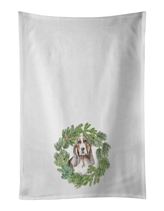 Buy this Basset Hound Tricolor Christmas Wreath Kitchen Towel Set of 2