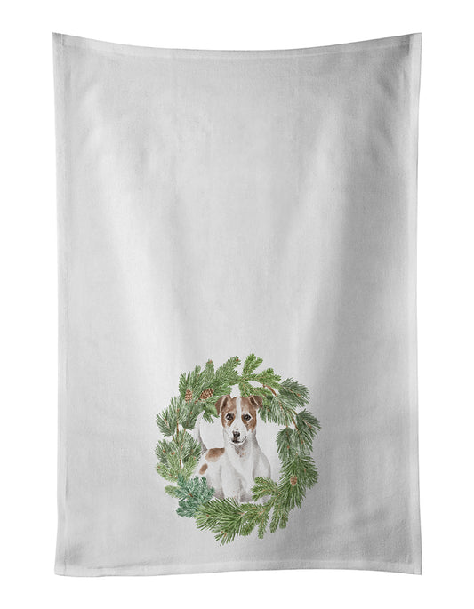 Buy this Jack Russell Terrier Chestnut and White Christmas Wreath Kitchen Towel Set of 2