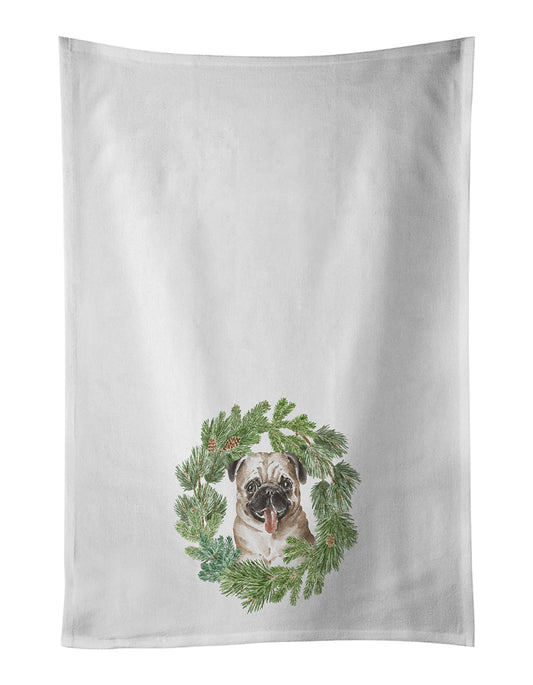 Buy this Pug Fawn Christmas Wreath Kitchen Towel Set of 2