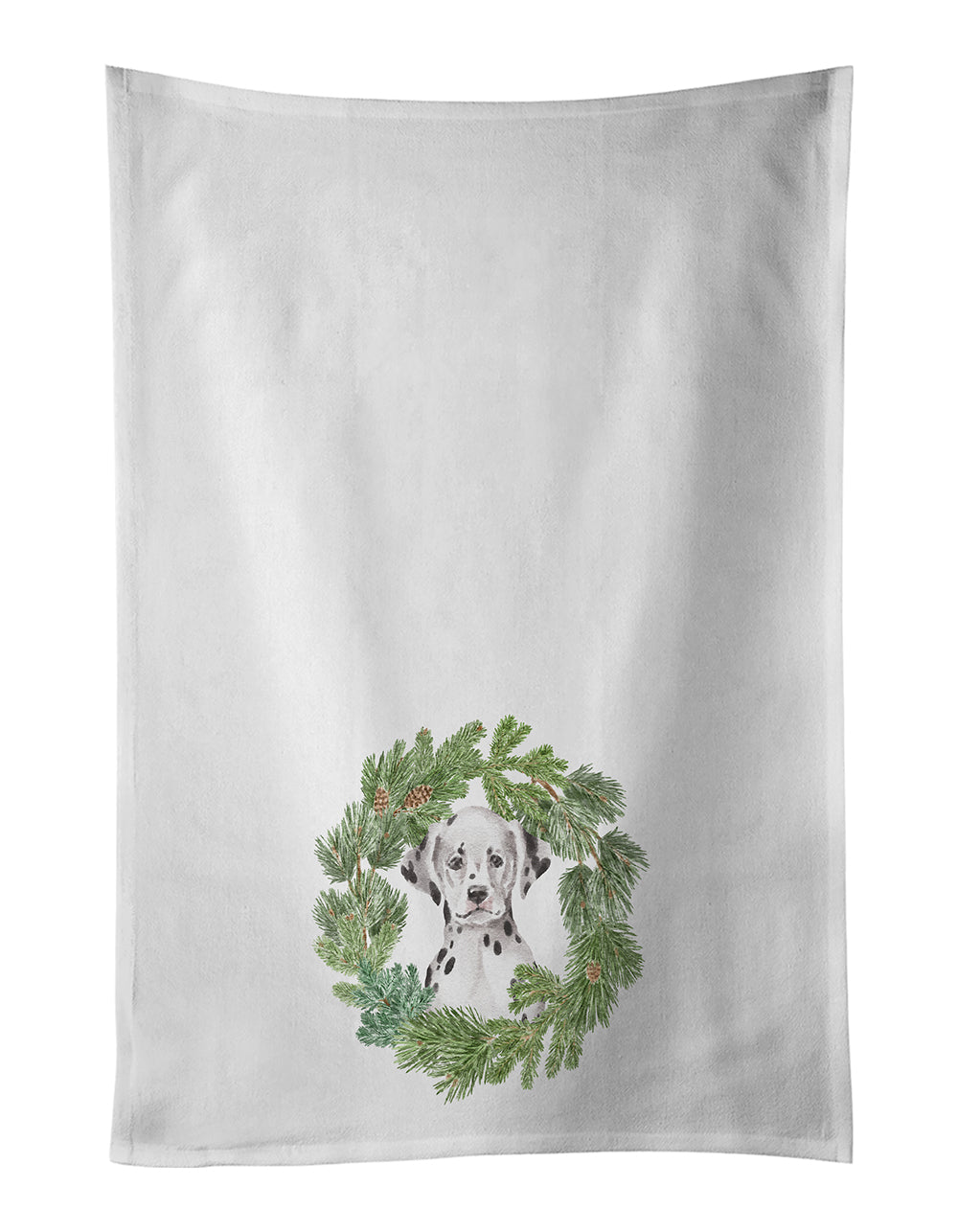 Buy this Dalmatian Puppy Sitting Pretty Christmas Wreath Kitchen Towel Set of 2