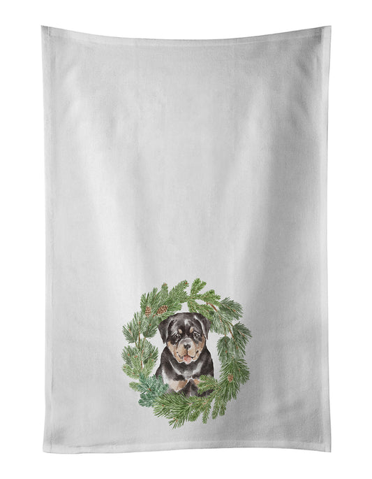 Buy this Rottweiler Puppy Christmas Wreath Kitchen Towel Set of 2