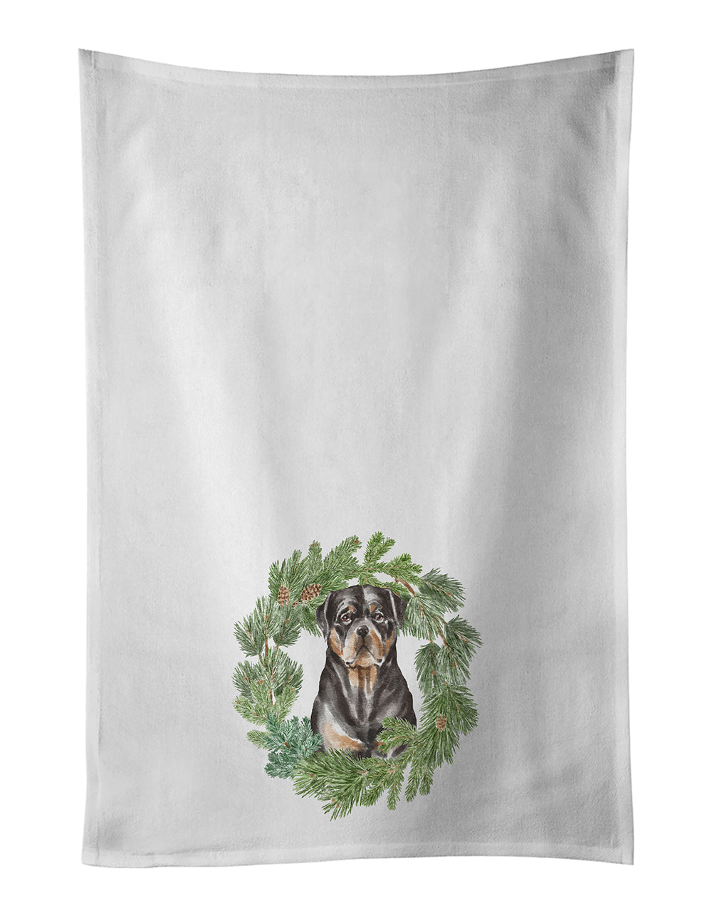 Buy this Rottweiler Sitting Tall Christmas Wreath Kitchen Towel Set of 2