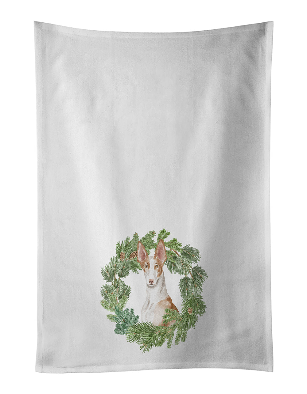Buy this Ibizan Hound Sitting Proud Christmas Wreath Kitchen Towel Set of 2