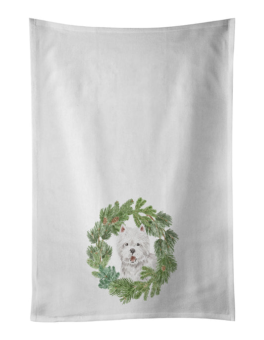 Buy this West Highland White Terrier Smiling Christmas Wreath Kitchen Towel Set of 2