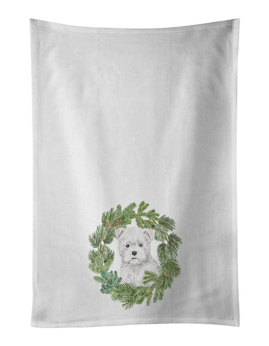 Buy this West Highland White Terrier Puppy Christmas Wreath Kitchen Towel Set of 2