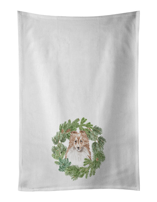 Buy this Sheltie/Shetland Sheepdog Adult Sable Christmas Wreath Kitchen Towel Set of 2