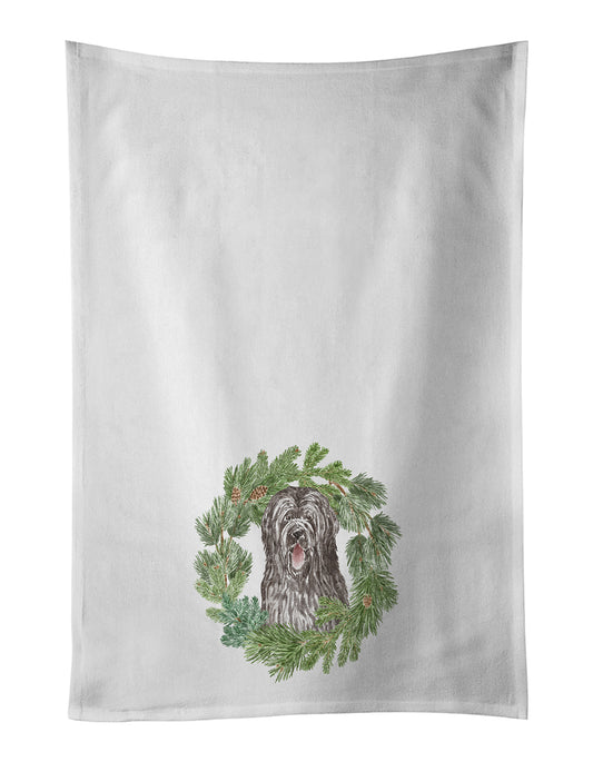 Buy this Briard Smiling Eyes Peeking Out Christmas Wreath Kitchen Towel Set of 2