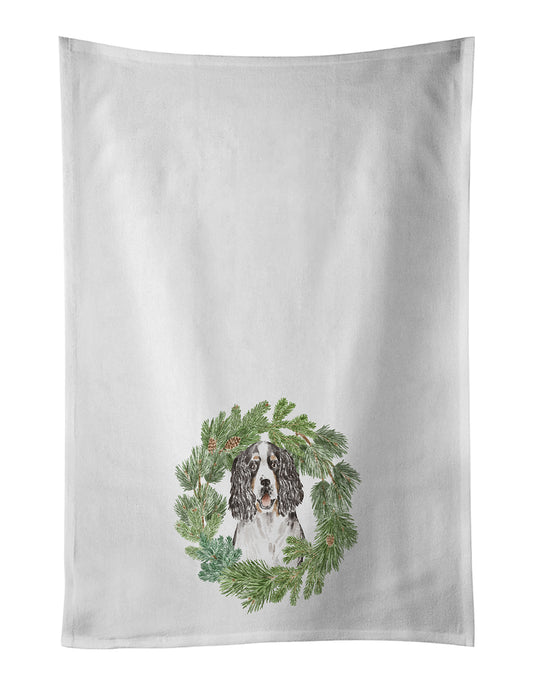 Buy this English Springer Spaniel Tricolor Christmas Wreath Kitchen Towel Set of 2