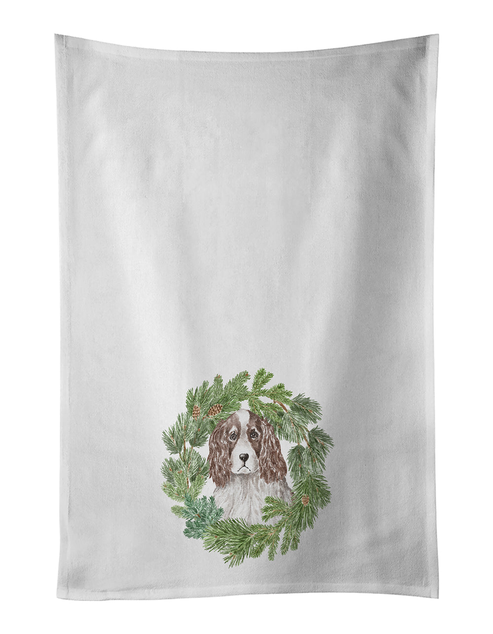 Buy this English Springer Spaniel Red and White Christmas Wreath Kitchen Towel Set of 2