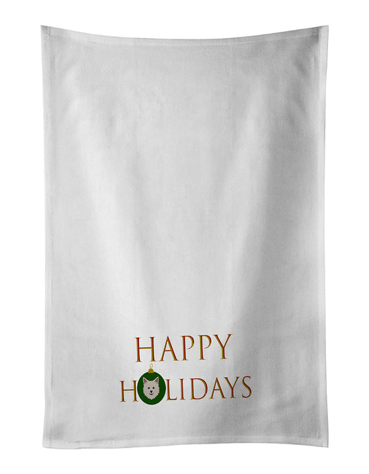 Buy this Italian Spitz - Dog Face Happy Holidays Christmas Kitchen Towel Set of 2