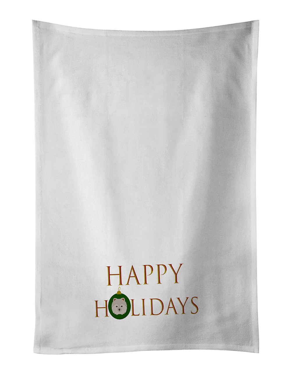 Buy this Japanese Spitz - Dog Face Happy Holidays Christmas Kitchen Towel Set of 2