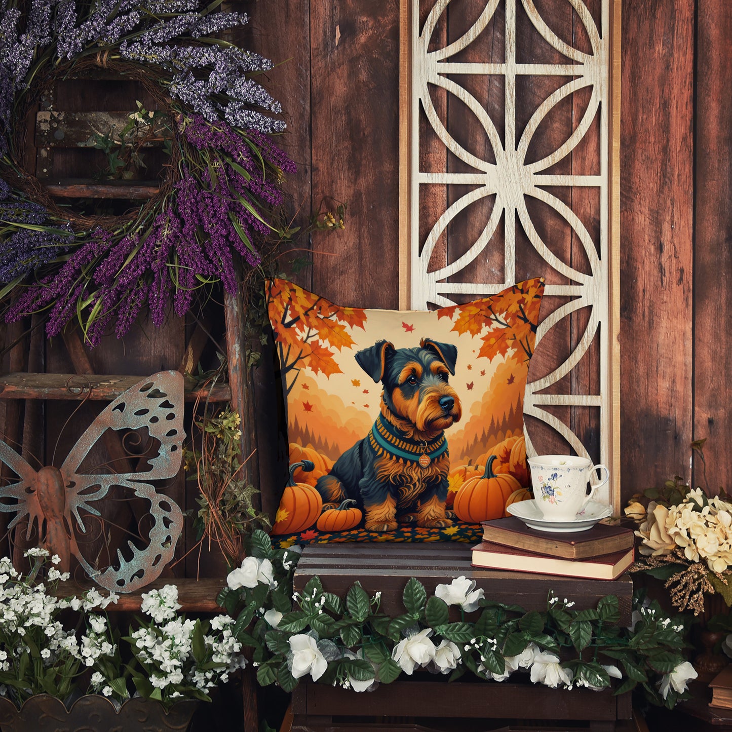 Airedale Terrier Fall Throw Pillow