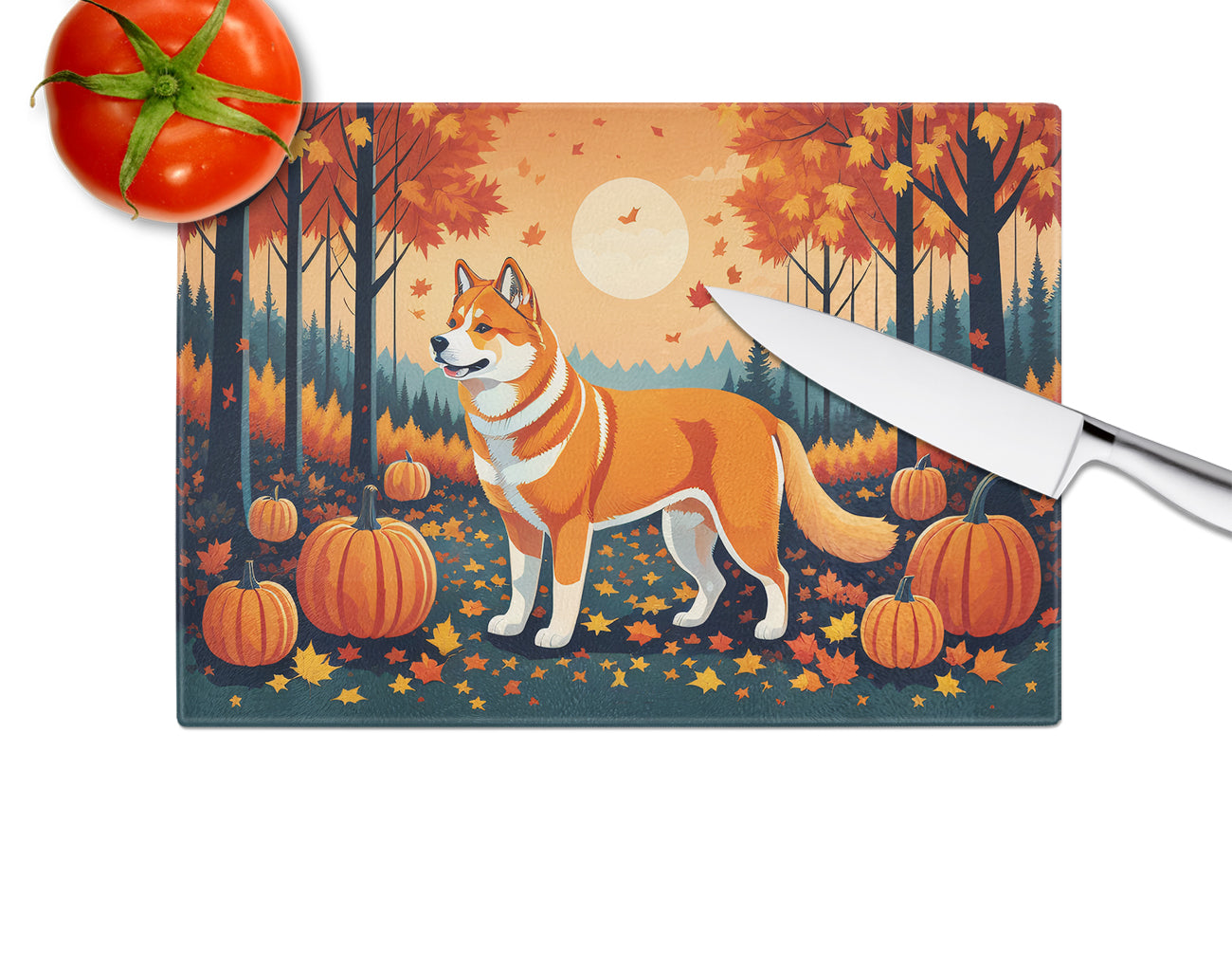 Akita Fall Glass Cutting Board