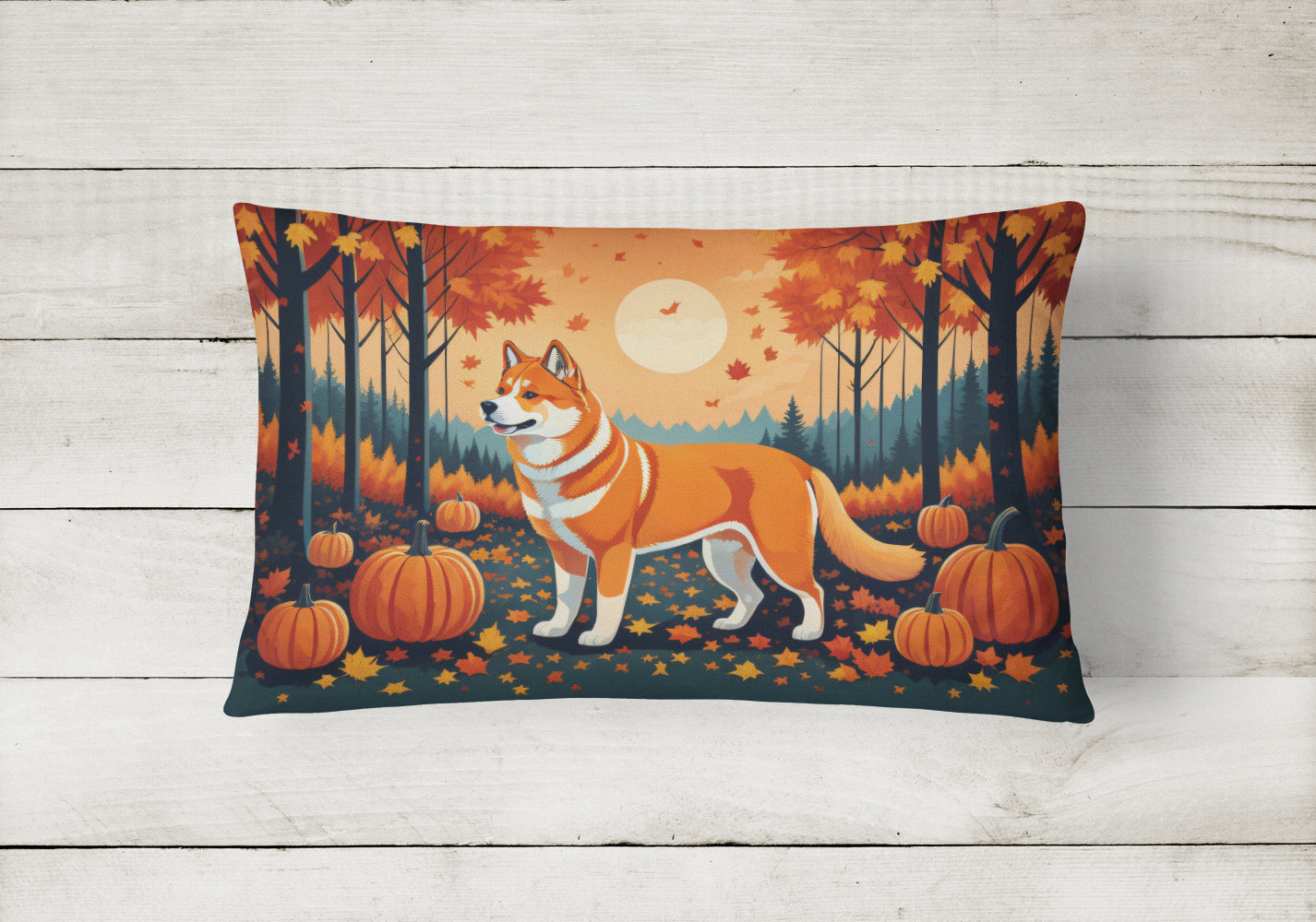 Akita Fall Throw Pillow