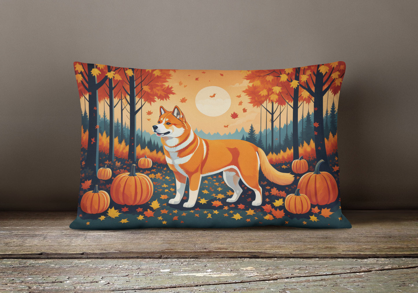 Akita Fall Throw Pillow