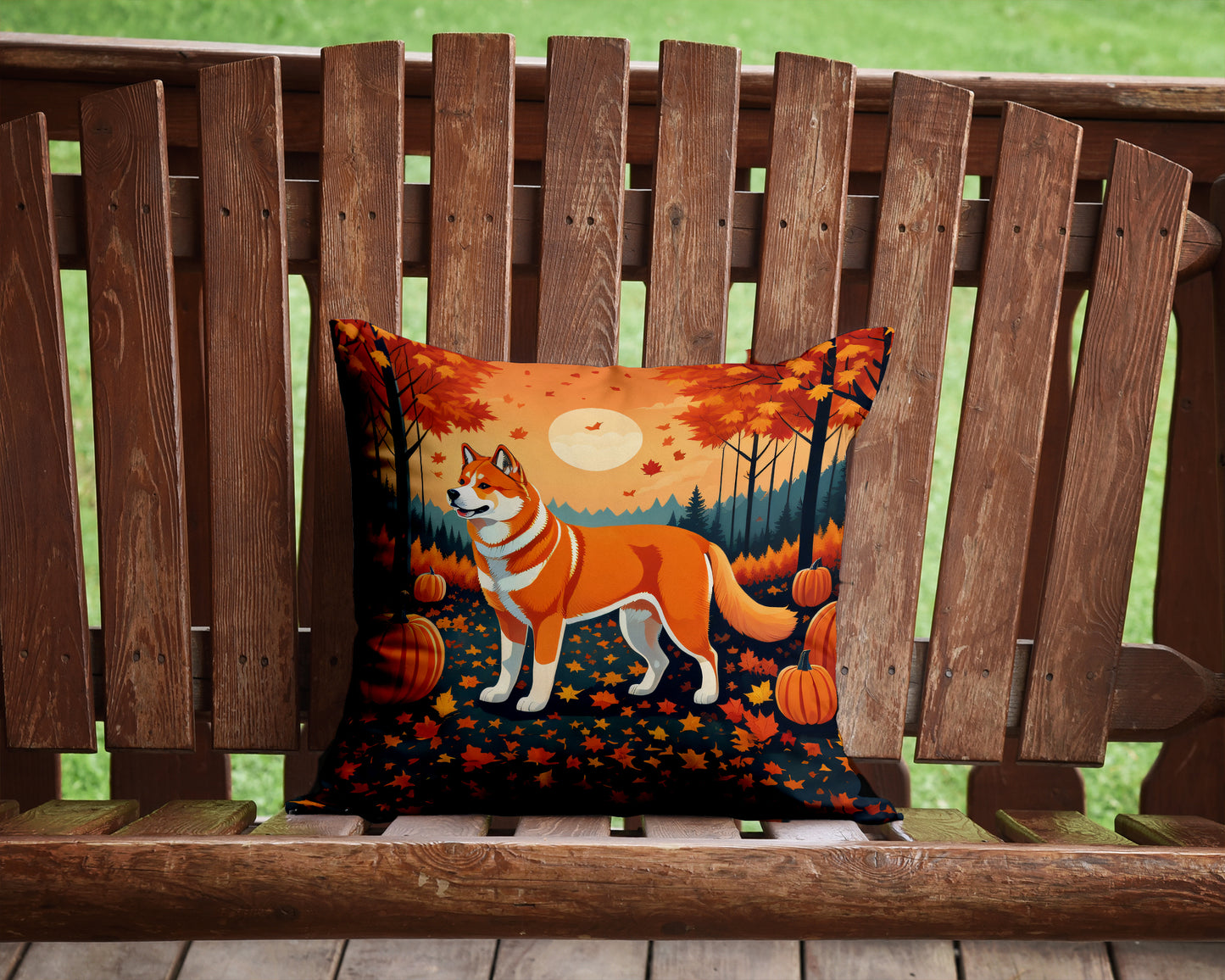 Akita Fall Throw Pillow