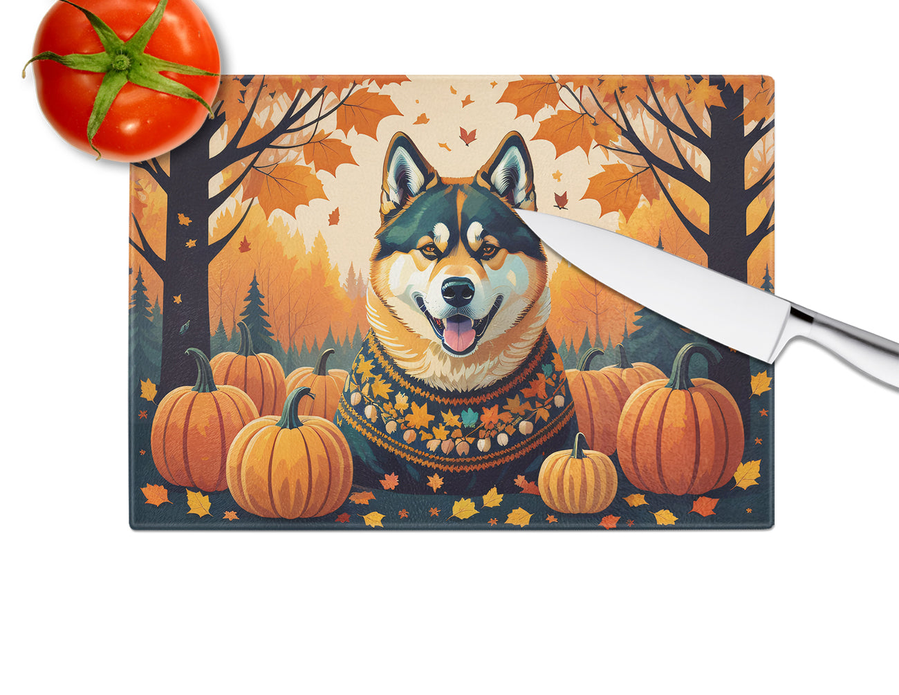 Akita Fall Glass Cutting Board