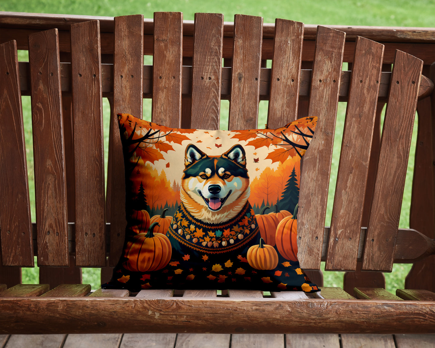 Akita Fall Throw Pillow