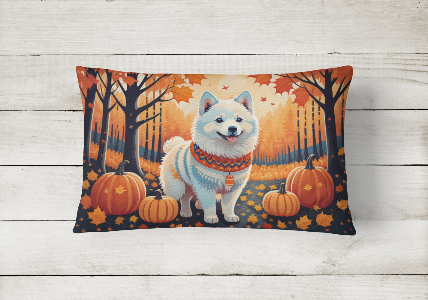American Eskimo Fall Throw Pillow